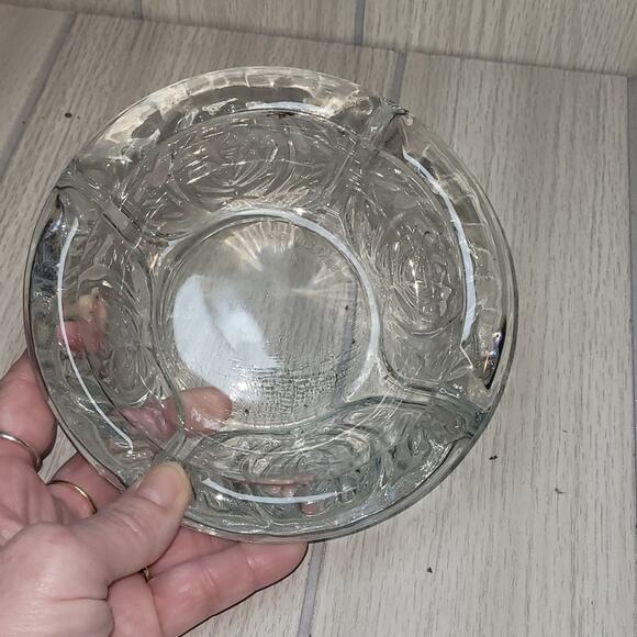 Vintage Pressed Heavy Frosted Glass Ashtray Indonesia Jewlery Catch All Dish - Picture 2 of 6